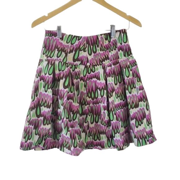 Tibi Circle Skirt Wide Waistband Teardrop Print Purple Green Women 2 - Picture 1 of 8
